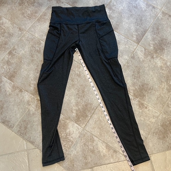 NEW High Rise Contrast Stitching Leggings Pockets Medium Pull On Stretchy black - Picture 6 of 11